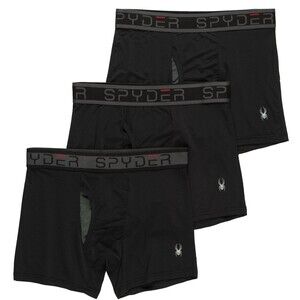 Spyder Underwear 3 Pack Men's Medium Boxer Briefs 32-34 Black Mesh NEW - $90
